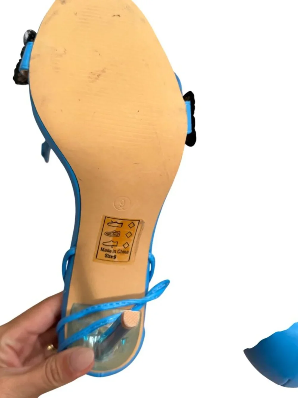 SHOE REPUBLIC LA Blue Butterfly Lace Up Sandals Heels Size 9